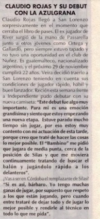 Cambio (Entrada) — vs Independiente